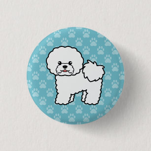 Bichon Frise Hund Niedlicher Cartoon Illustration Button