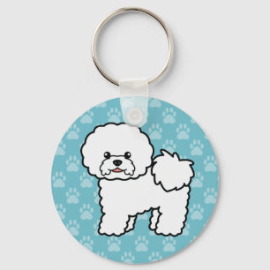 Bichon Frise Hund Niedlicher Cartoon Illustration Schlüsselanhänger