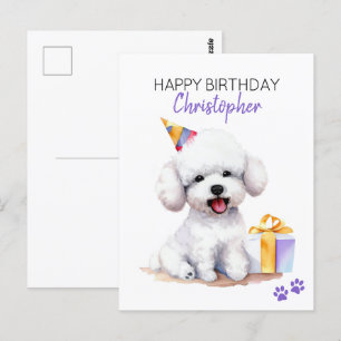 Bichon Frise Hund Personalisiert Alles Gute zum Ge Postkarte
