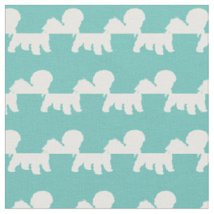 Bichon Frise Hund Silhouette Haustier Aquamarin Stoff