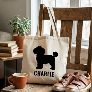 Bichon Frise Hund Silhouette Personalisierter Name Tragetasche