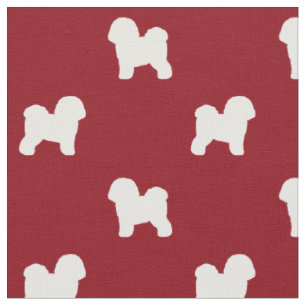 Bichon Frise Hund Silhouetten Muster Rot und Weiß Stoff