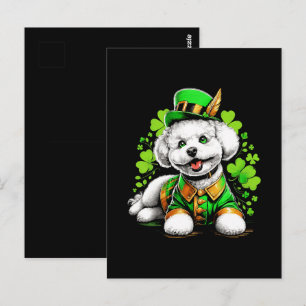 Bichon Frise Hund St Patrick's Day Postkarte