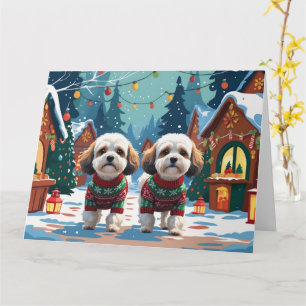Bichon Frise Hunde Weihnachtsschneeurlaub Karte