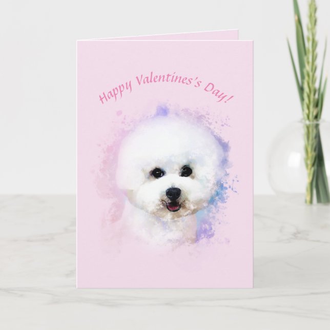 Bichon Frise Illustré Carte Saint Valentin (Devant)