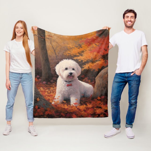 Bichon Frise in Herbstleaves Fall Inspiriert Fleecedecke (Beispiel)