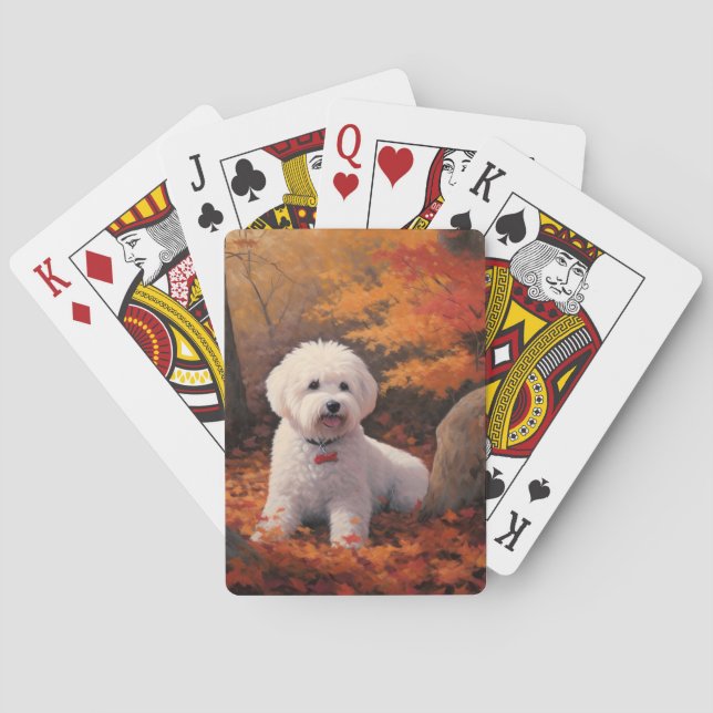 Bichon Frise in Herbstleaves Fall Inspiriert Spielkarten (Rückseite)