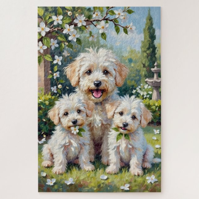 Bichon Frise Jasmine-Garten-Kunst (Vertikal)