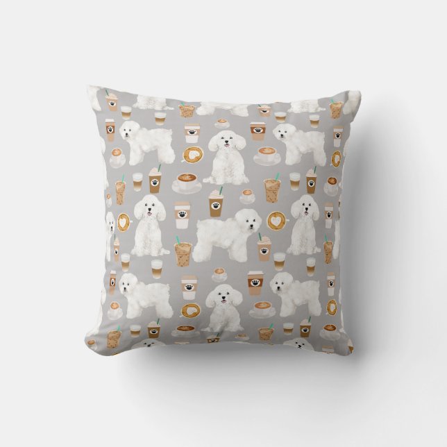 BIchon Frise Kaffee Hundekissen Kissen (Vorderseite)