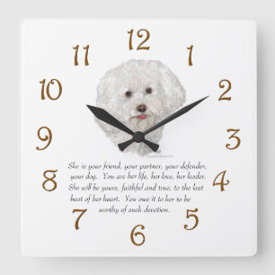 Bichon Frise Keepsake FEMALE Quadratische Wanduhr