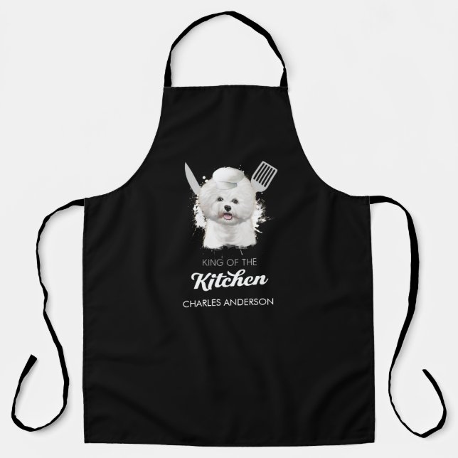 Bichon Frise King of the Kitchen Cooking Dog Koch Schürze (Vorderseite)