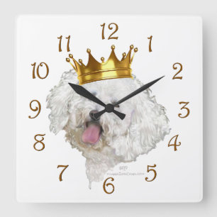 Bichon Frise King Quadratische Wanduhr