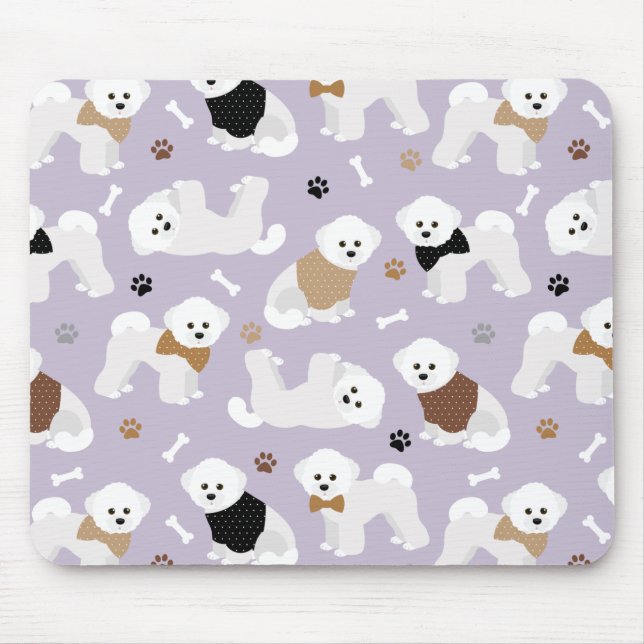 Bichon Frise Knochen und Paare Lila Mousepad (Vorne)