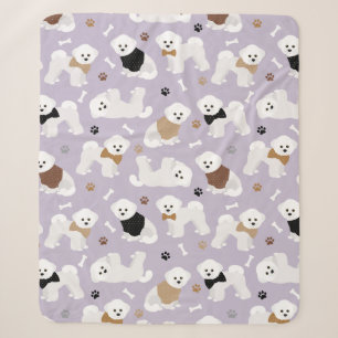 Bichon Frise Knochen und Paare Lila Sherpadecke