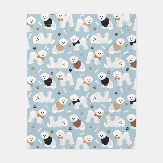 Bichon Frise Knochen und Paws Blue Fleecedecke (Vorderseite)