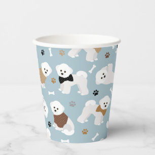 Bichon Frise Knochen und Paws Blue Pappbecher