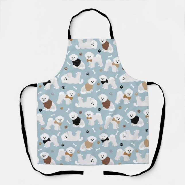 Bichon Frise Knochen und Paws Blue Schürze (Vorderseite)