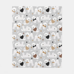 Bichon Frise Knochen und Paws Grau Fleecedecke