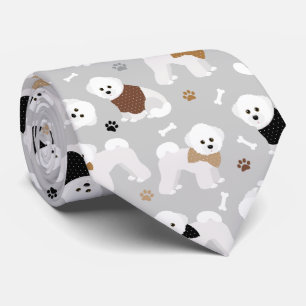 Bichon Frise Knochen und Paws Grau Krawatte