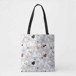 Bichon Frise Knochen und Paws Grau Tasche