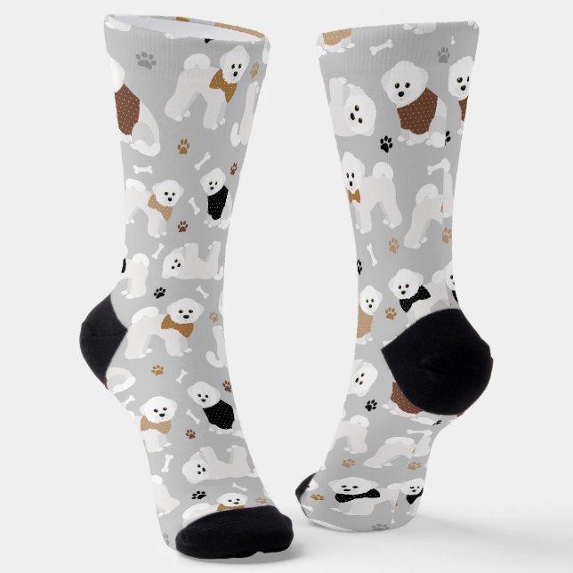 Bichon Frise Knochen und Paws Socken (Gewinkelt)