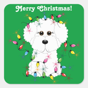 Bichon Frise kundengerechte Weihnachtsaufkleber Quadratischer Aufkleber