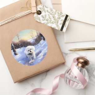 Bichon Frise Lass es schneien Weihnachten Runder Aufkleber
