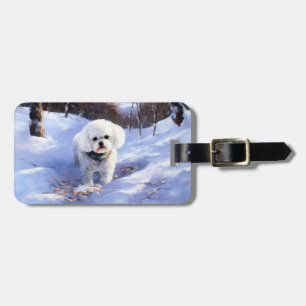 Bichon Frise lässt es Weihnachten schnee Gepäckanhänger