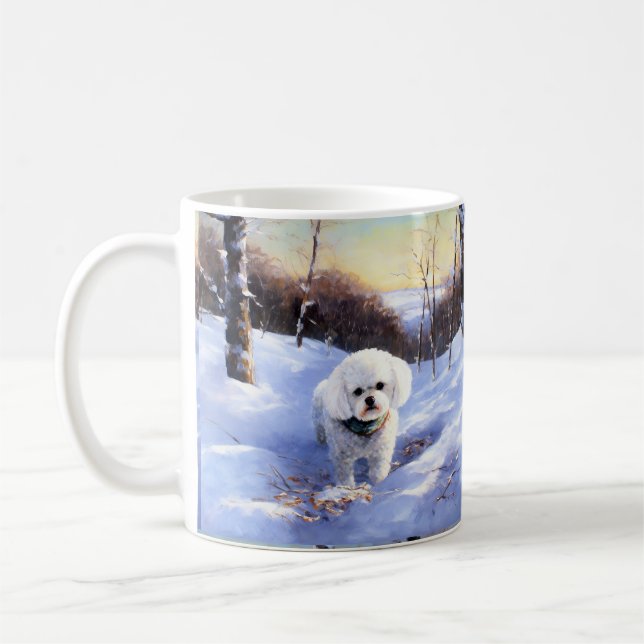 Bichon Frise lässt es Weihnachten schnee Kaffeetasse (Links)