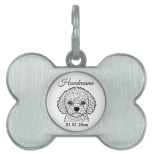Bichon Frise Line Art Personalized Tag Tiermarke