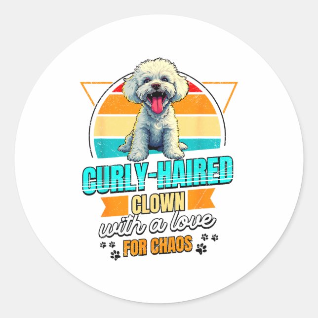 Bichon Frise Lover Funny Bichon Frise Retro  Runder Aufkleber (Vorderseite)