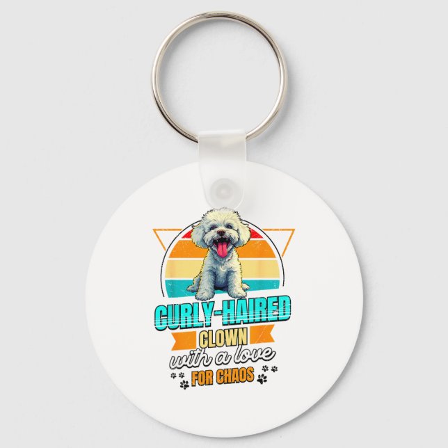 Bichon Frise Lover Funny Bichon Frise Retro  Schlüsselanhänger (Vorderseite)
