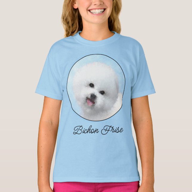 Bichon Frise Malerei - Niedlich Original Hund Art  T-Shirt (Vorderseite)