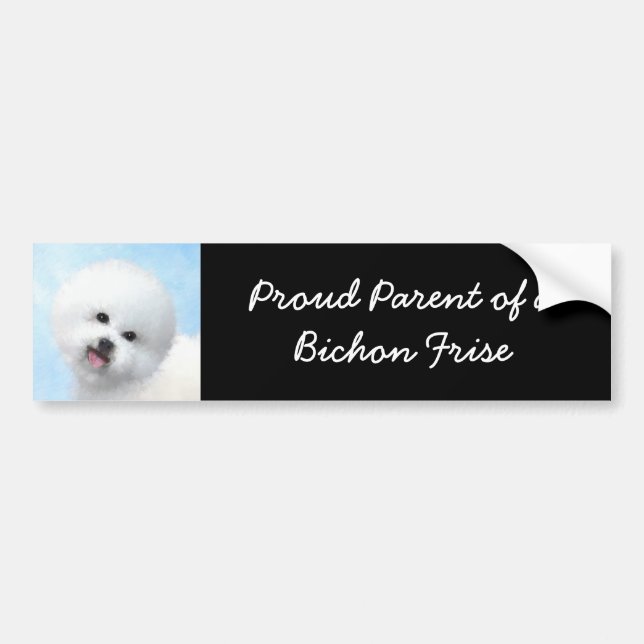 Bichon Frise Malerei - Niedliche Original Dog Art Autoaufkleber (Vorne)
