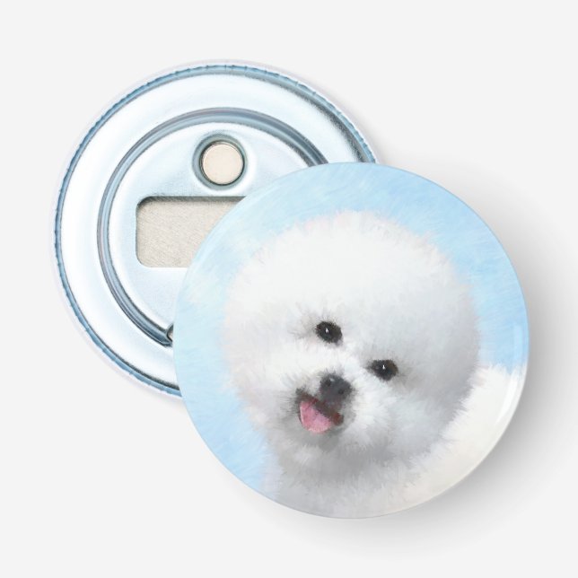 Bichon Frise Malerei - Niedliche Original Dog Art Flaschenöffner (Vorderseite)