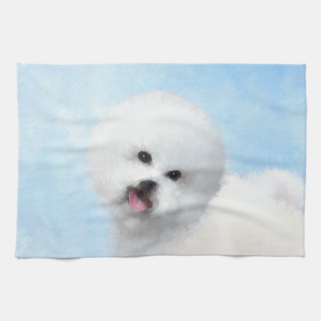 Bichon Frise Malerei - Niedliche Original Dog Art Handtuch (Horizontal)