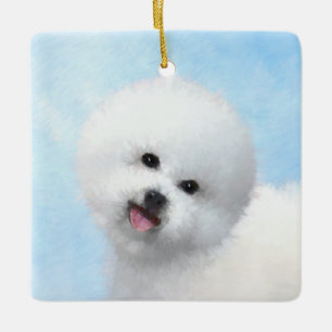 Bichon Frise Malerei - Niedliche Original Dog Art Keramikornament