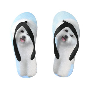 Bichon Frise Malerei - Niedliche Original Dog Art Kinderbadesandalen