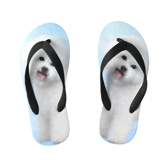 Bichon Frise Malerei - Niedliche Original Dog Art Kinderbadesandalen (Fußbett)