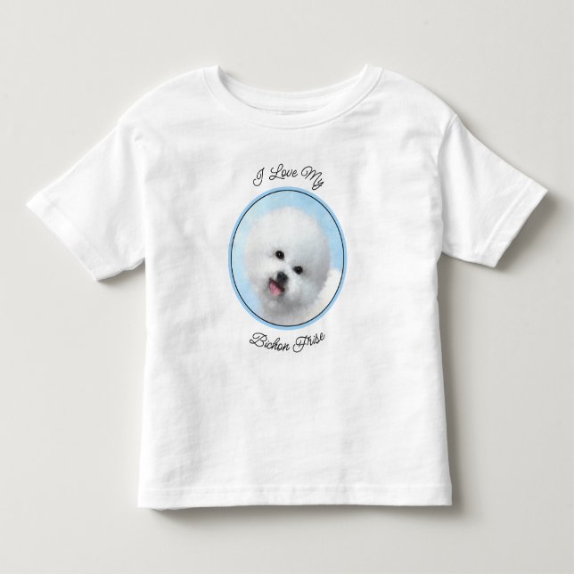 Bichon Frise Malerei - Niedliche Original Dog Art Kleinkind T-shirt (Vorderseite)