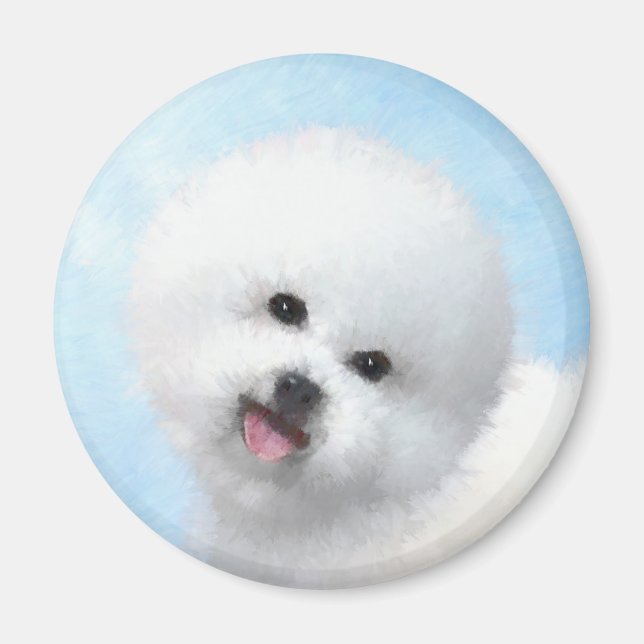 Bichon Frise Malerei - Niedliche Original Dog Art Magnet (Vorne)