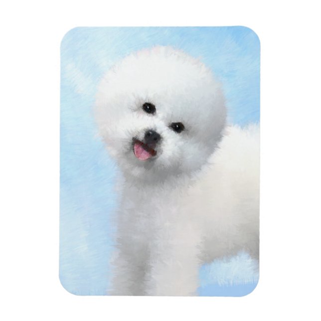 Bichon Frise Malerei - Niedliche Original Dog Art Magnet (Vertikal)