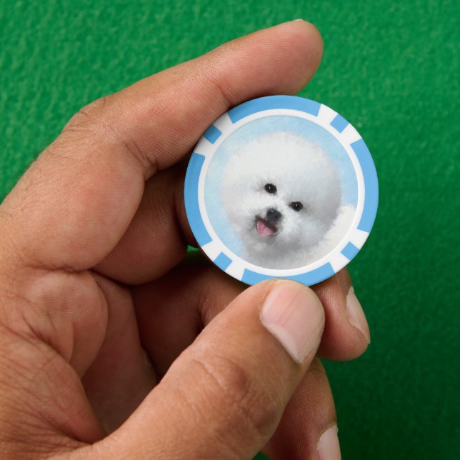 Bichon Frise Malerei - Niedliche Original Dog Art Pokerchips (Hand)