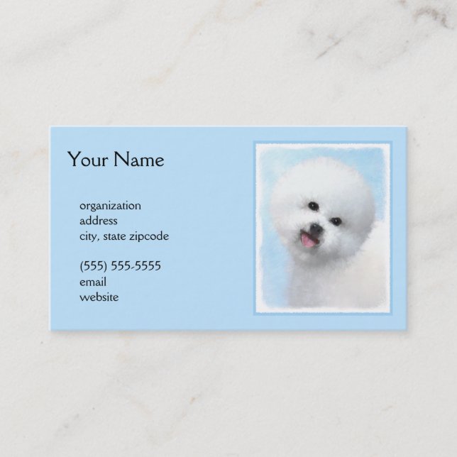 Bichon Frise Malerei - Niedliche Original Dog Art Visitenkarte (Vorderseite)