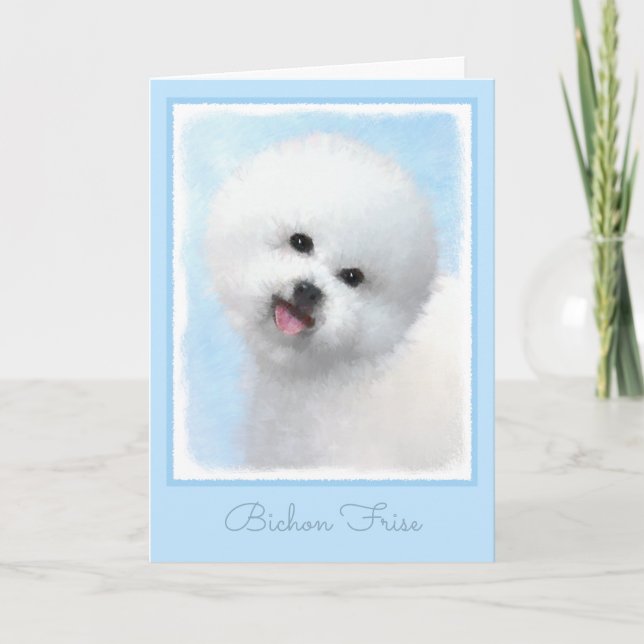 Bichon Frise Malerei - Niedliche Original Hunde Ku Karte (Vorderseite)