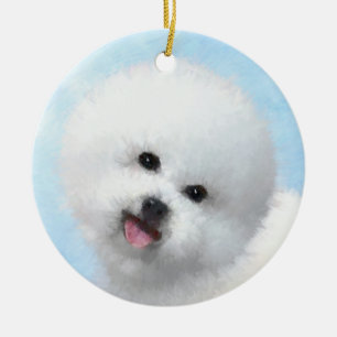 Bichon Frise Malerei - Niedliche Original Hunde Ku Keramikornament