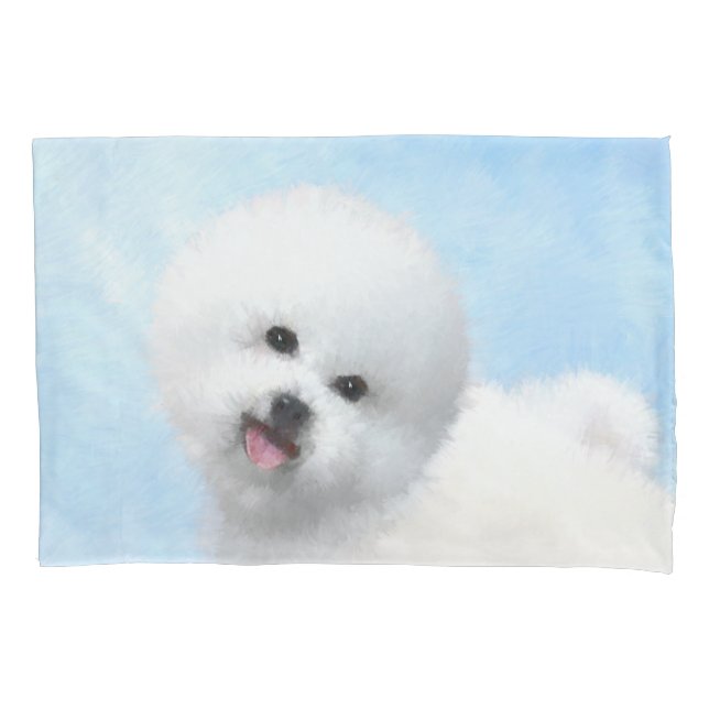 Bichon Frise Malerei - Niedliche Original Hunde Ku Kissenbezug (Vorderseite)