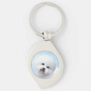Bichon Frise Malerei - Niedliche Original Hunde Ku Schlüsselanhänger