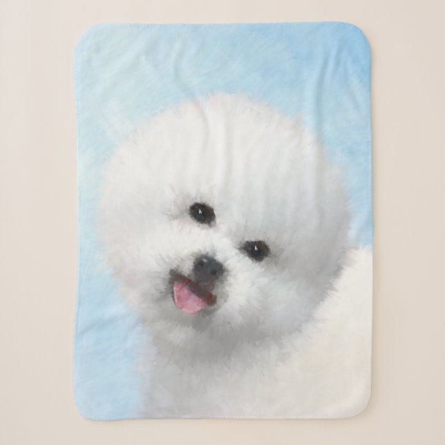Bichon Frise Malerei - Niedliche Original Hunde Ku Sherpadecke (Vorderseite)
