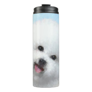 Bichon Frise Malerei - Niedliche Original Hunde Ku Thermosbecher